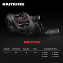 Carretilha Brutus - 8kg Drag - 5+1 Rolamentos - Recolhimento 7.2:1